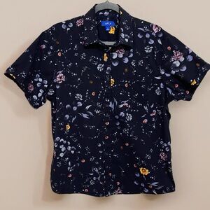 Men's Apt. 9 Black Button-up Short Sleeved with Floral Print Size L